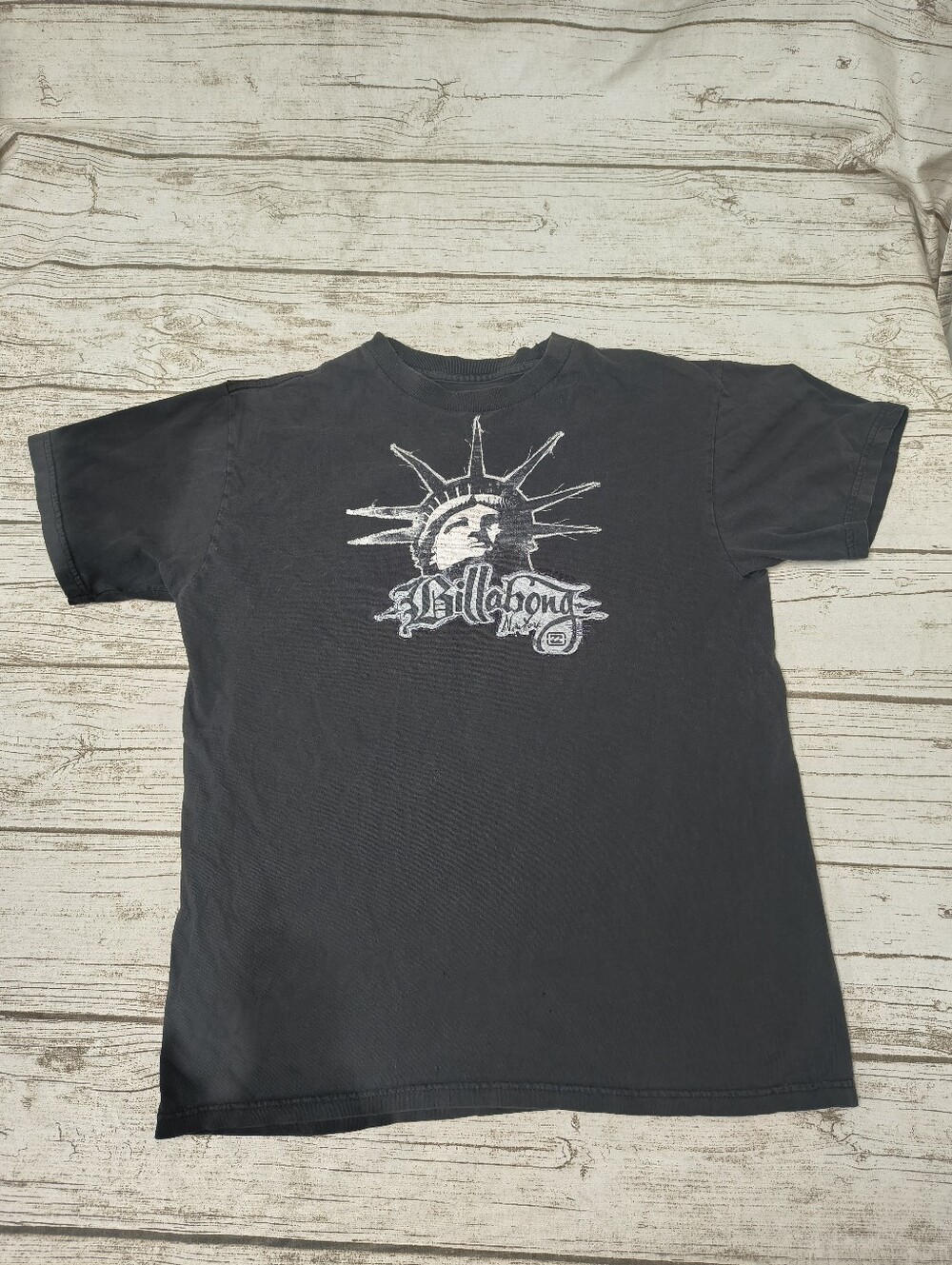 Billabong Black Short Sleeve Spell Out Statue Of Liberty T Shirt
